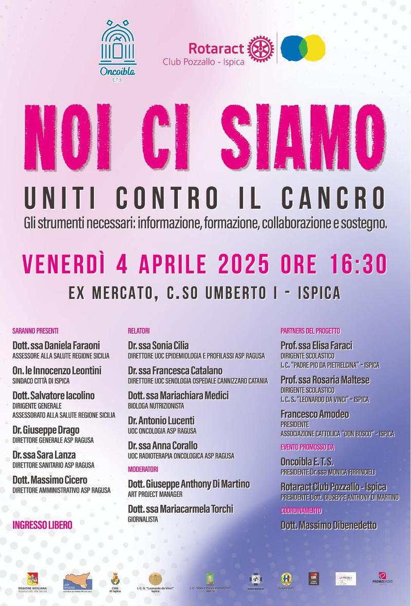 Locandina dell'evento Noi ci siamo – Uniti contro il cancro a Ispica